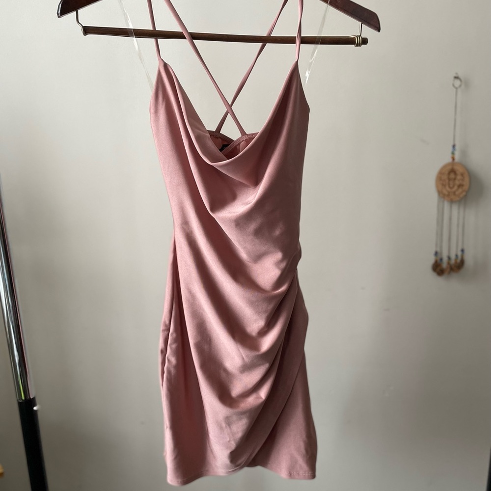 Windsor Mauve Body-con Wrap Dress With Cowell Neck- Size Small
